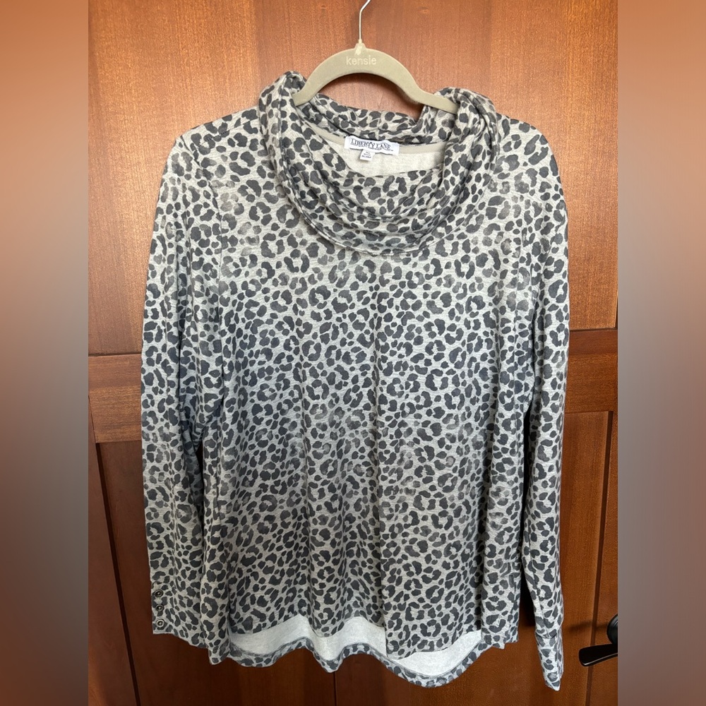 Liberty Lane Leopard/Cheetah Cowl Neck Top